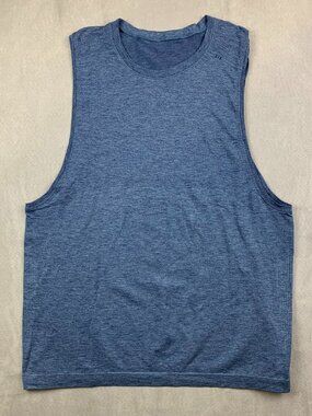 Lululemon Mens Shirt Large Blue Tank Top Sleeveless Metal Vent Tech Ventilated